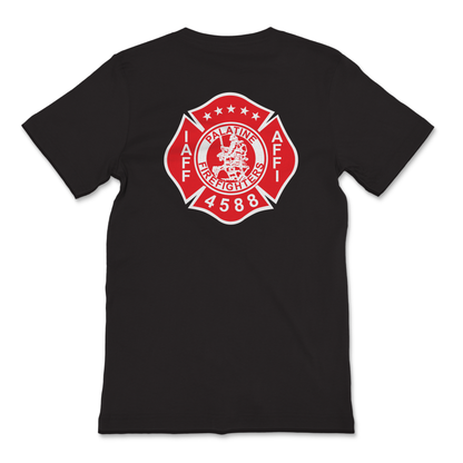 Palatine Firefighters Local 4588 T-Shirt with maltese logo on back