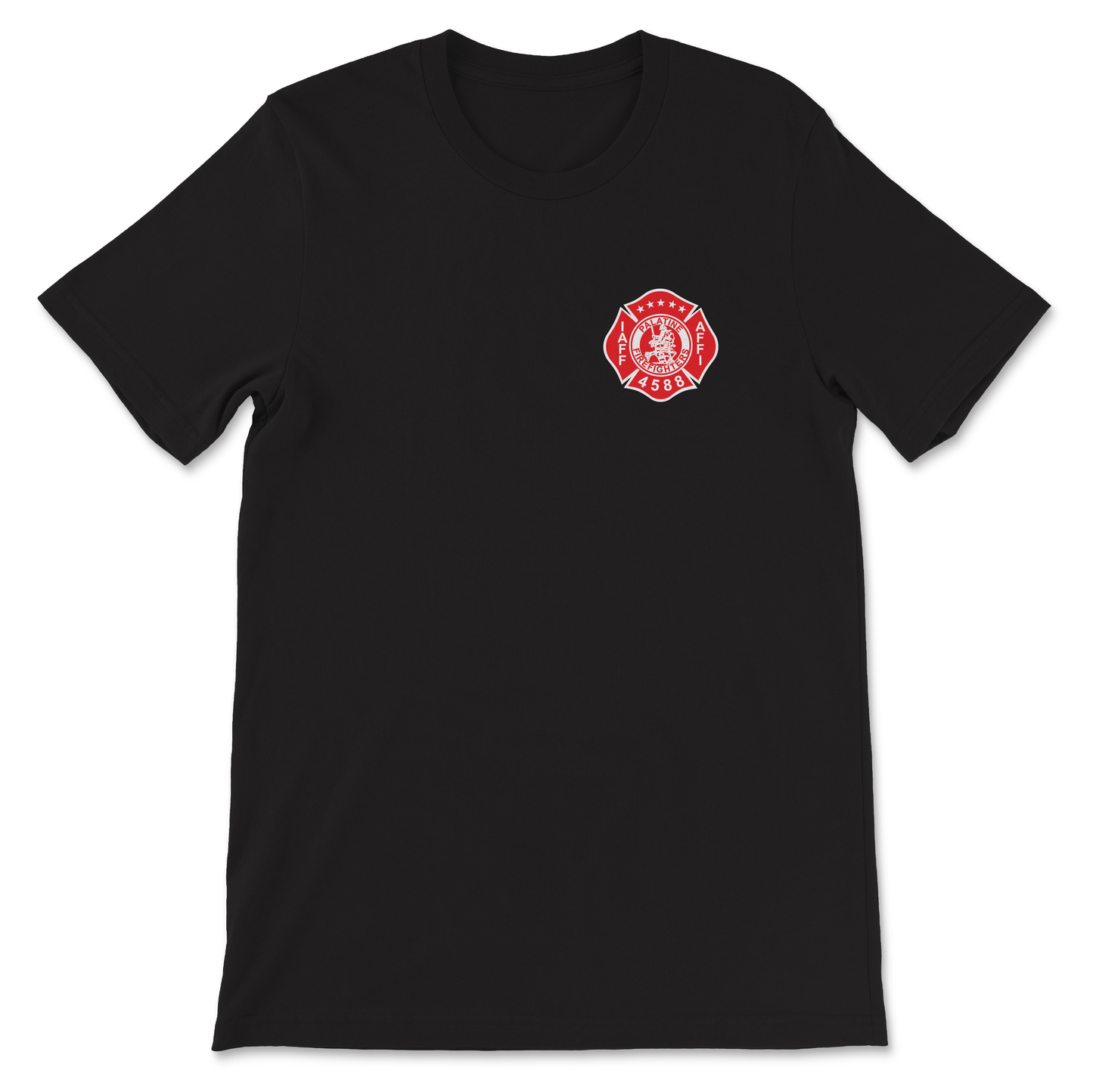 Palatine Firefighters Local 4588 T-Shirt with flag logo on back