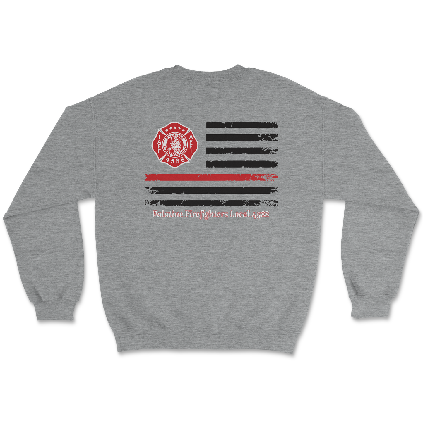 Palatine Firefighters Local 4588 Crewneck Sweatshirt Flag Logo