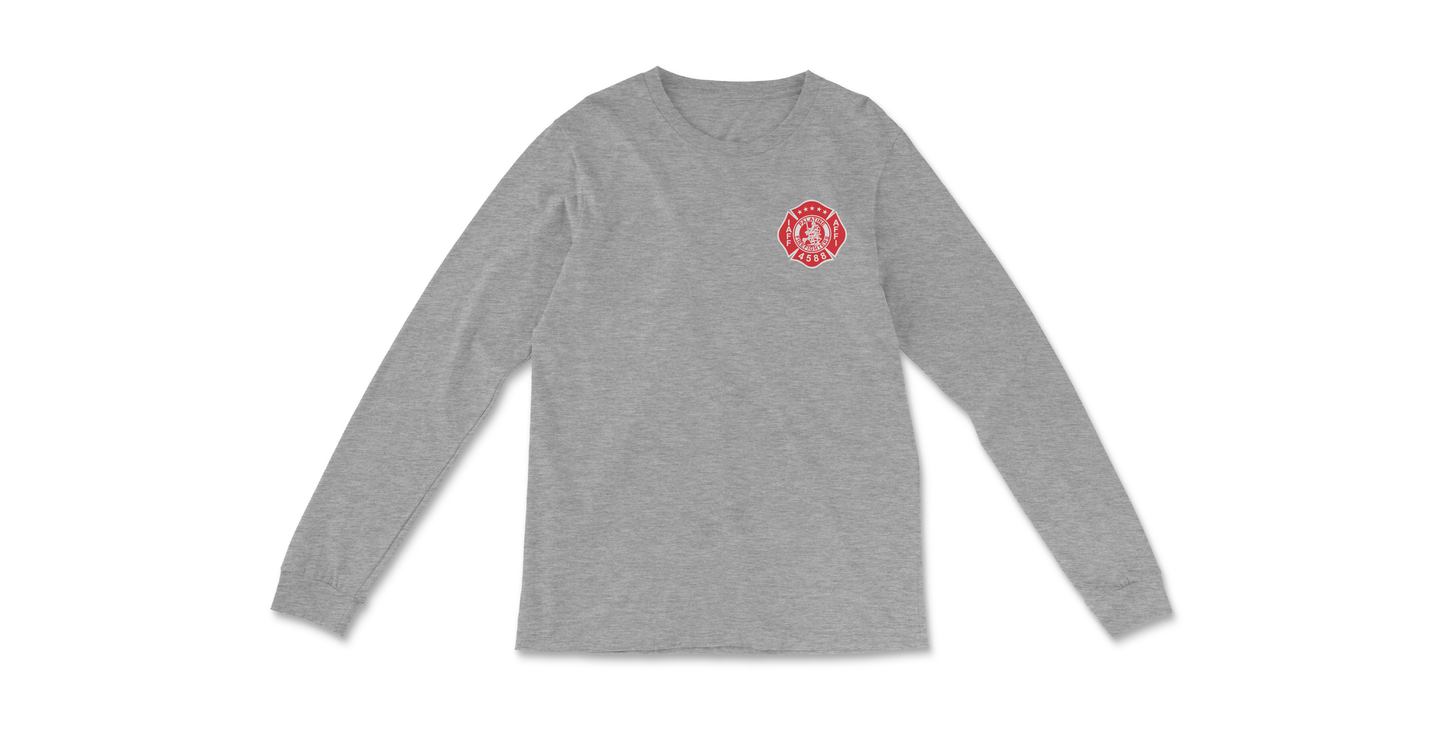 Palatine Firefighters Local 4588 Long Sleeve T-Shirt with maltese logo on back