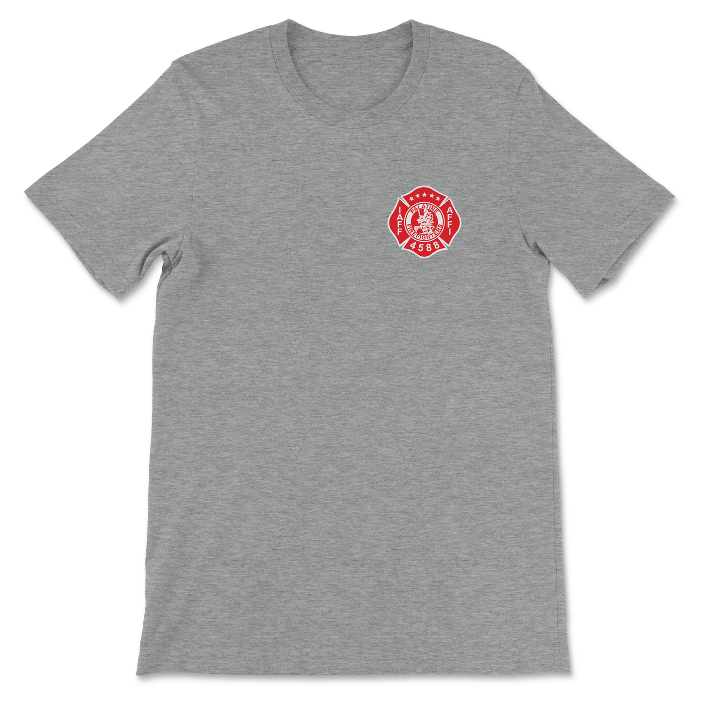 Palatine Firefighters Local 4588 T-Shirt with flag logo on back