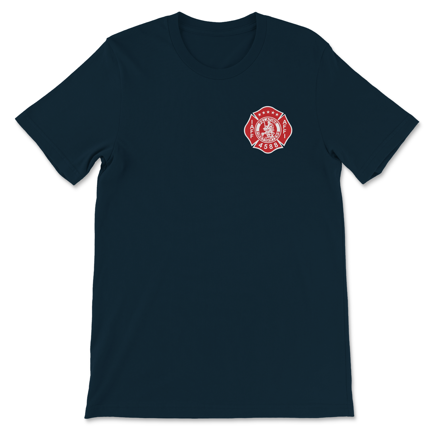 Palatine Firefighters Local 4588 T-Shirt with flag logo on back