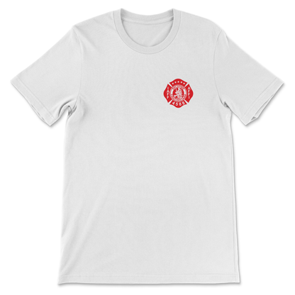 Palatine Firefighters Local 4588 T-Shirt with flag logo on back